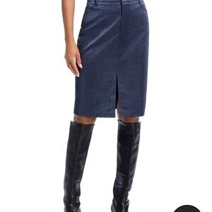 WAYF Camille Faux Vegan Embossed Leather Pencil Skirt L